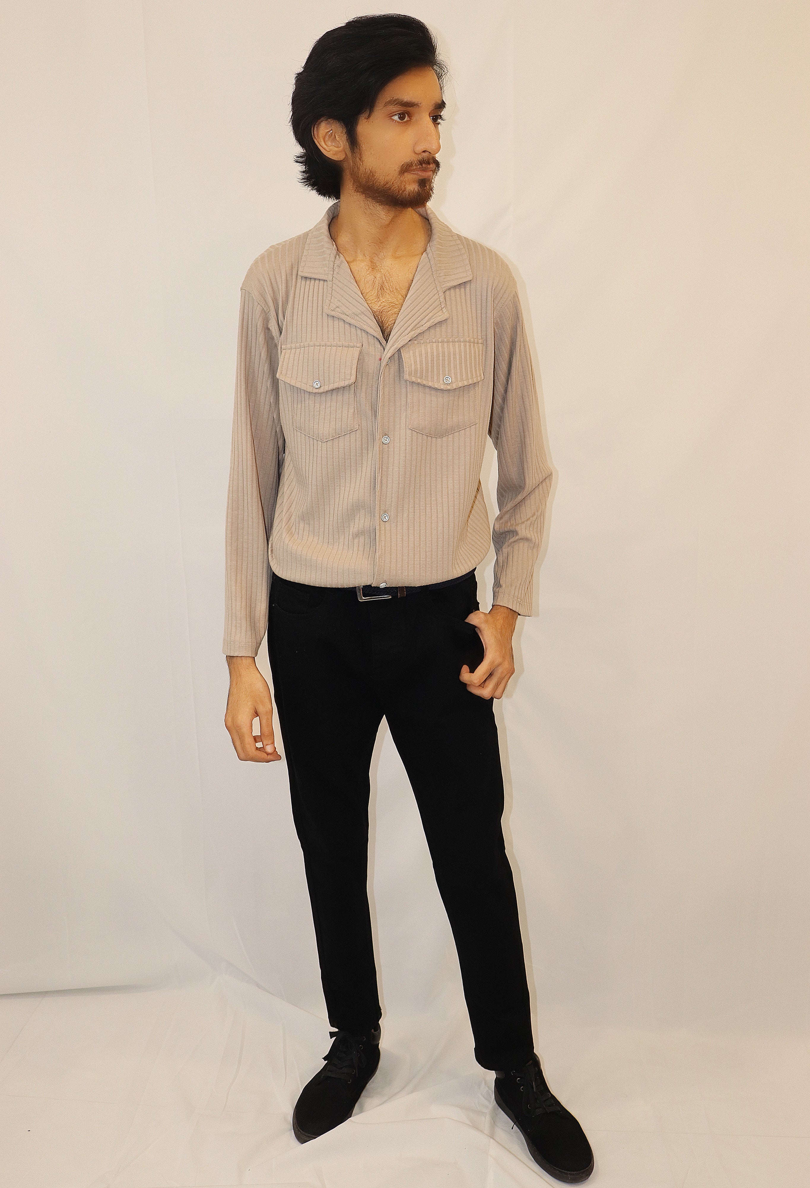 safari shirt with front double pocket